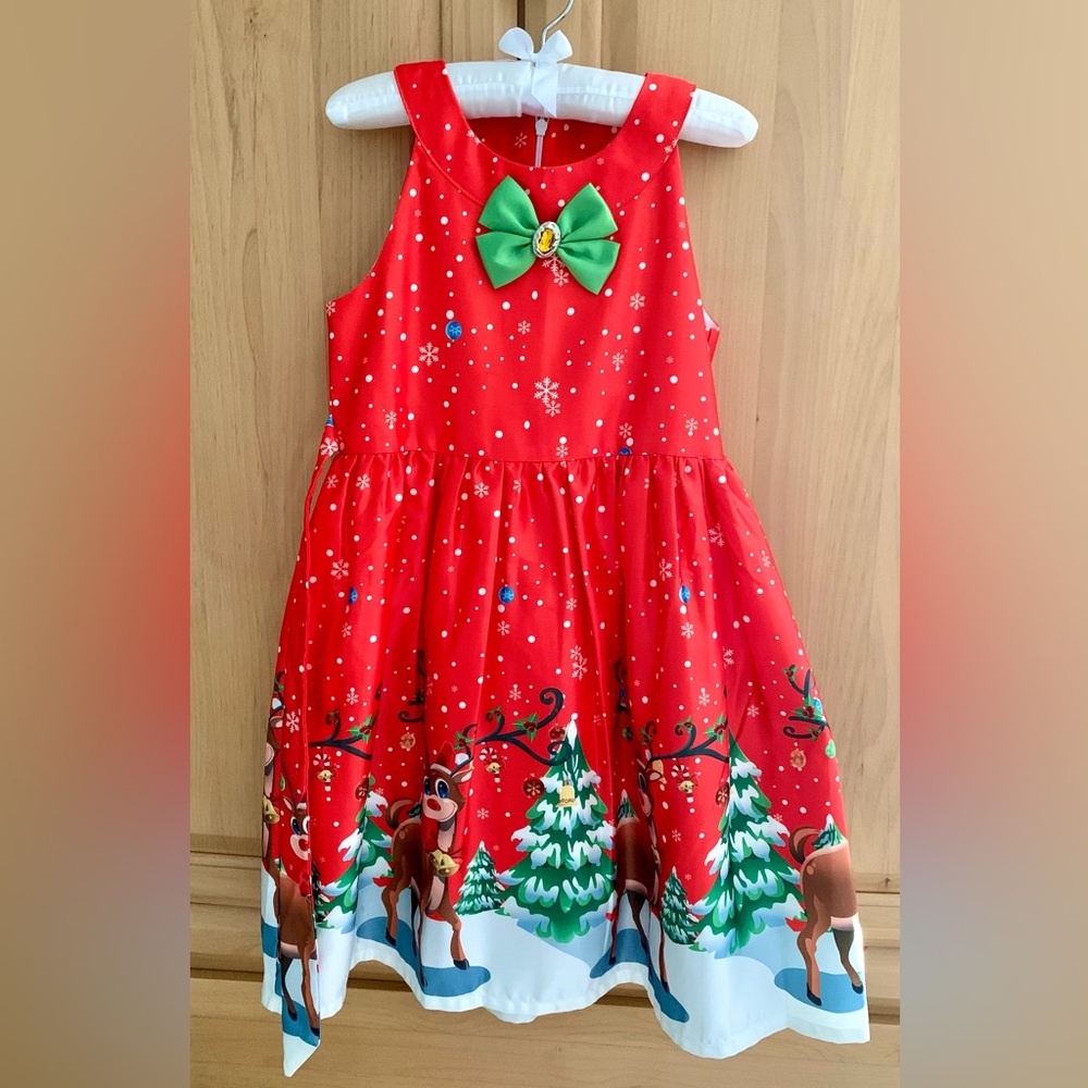 Sunny Fashion Holiday Rudolph Dress Sz8